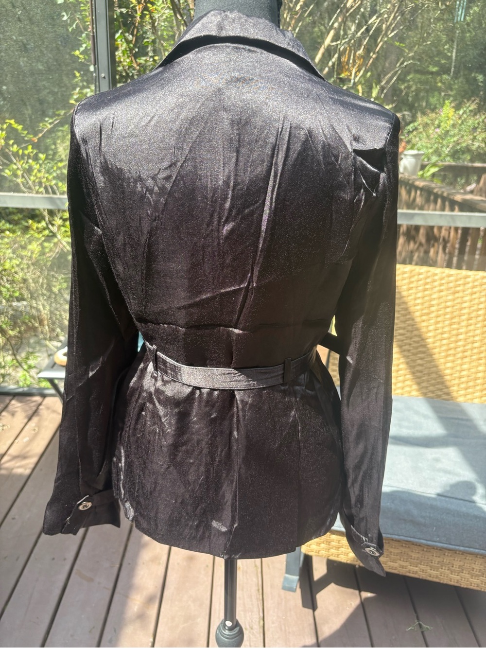 Moon Collection Shimmery Black Belted Blazer - Picture 8 of 10